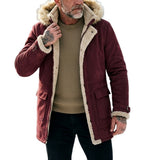 Men's Lined Hooded Hiking Jacket with Fur-Style Collar