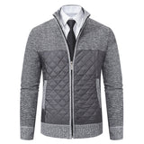 Men's Quilted Fleece-Lined Zip-Up Knit Cardigan