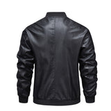 Men's Slim-Fit Faux Leather Casual Jacket