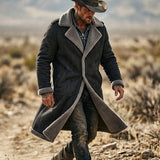 Men's Retro Suede-Style Fleece Trench Coat