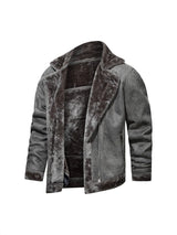 Men's Fleece-Lined Lapel Faux Leather Jacket
