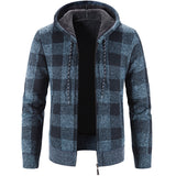 Men's Plaid Fleece-Lined Hooded Cardigan