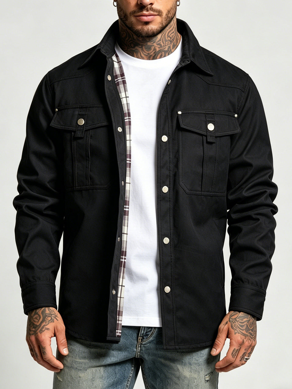 Men's Multi-Pocket Long-Sleeve Casual Shirt