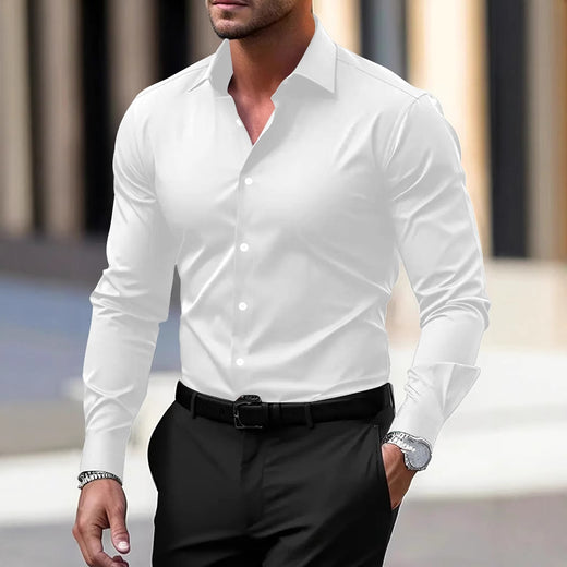 Men's Plus-Size Long-Sleeve Business Shirt