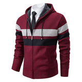 Men's Striped Fleece-Lined Hooded Cardigan