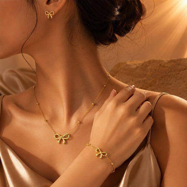 Stainless Steel Gold-Plated Jewelry Set