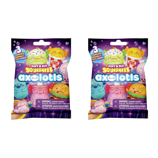 ORB Soft N Slo Squishies Axolotls – 2 Mystery Packs with 3 Squishies Toys Per Pack