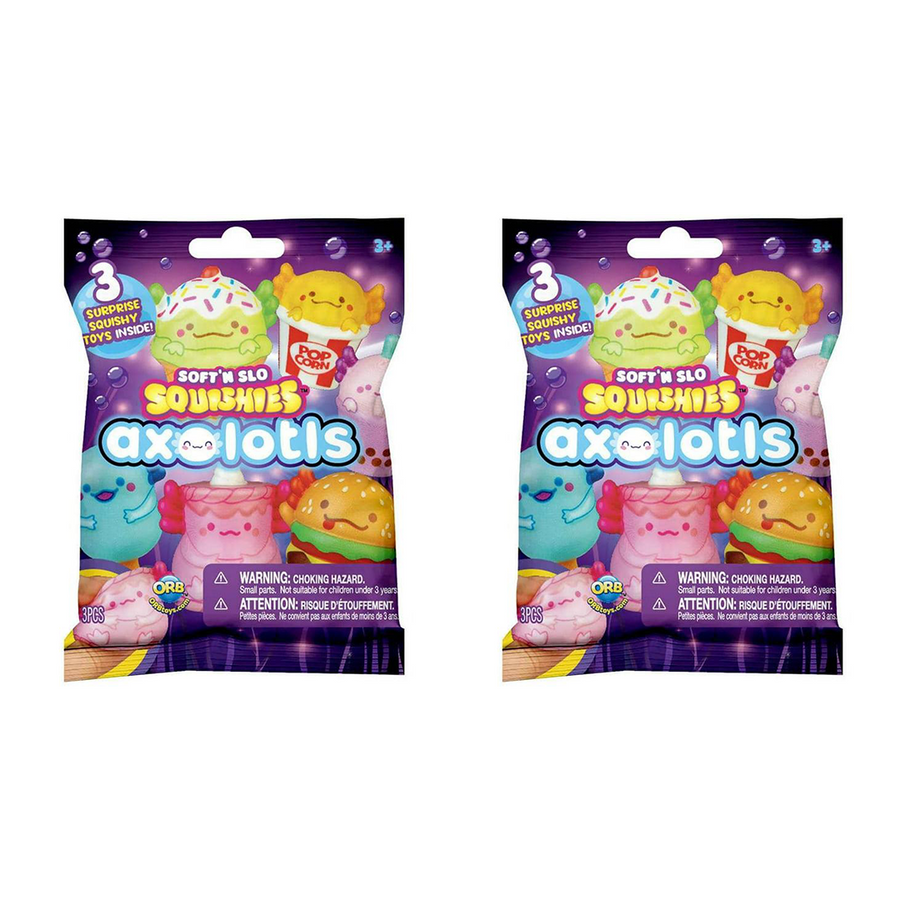 ORB Soft N Slo Squishies Axolotls – 2 Mystery Packs with 3 Squishies Toys Per Pack