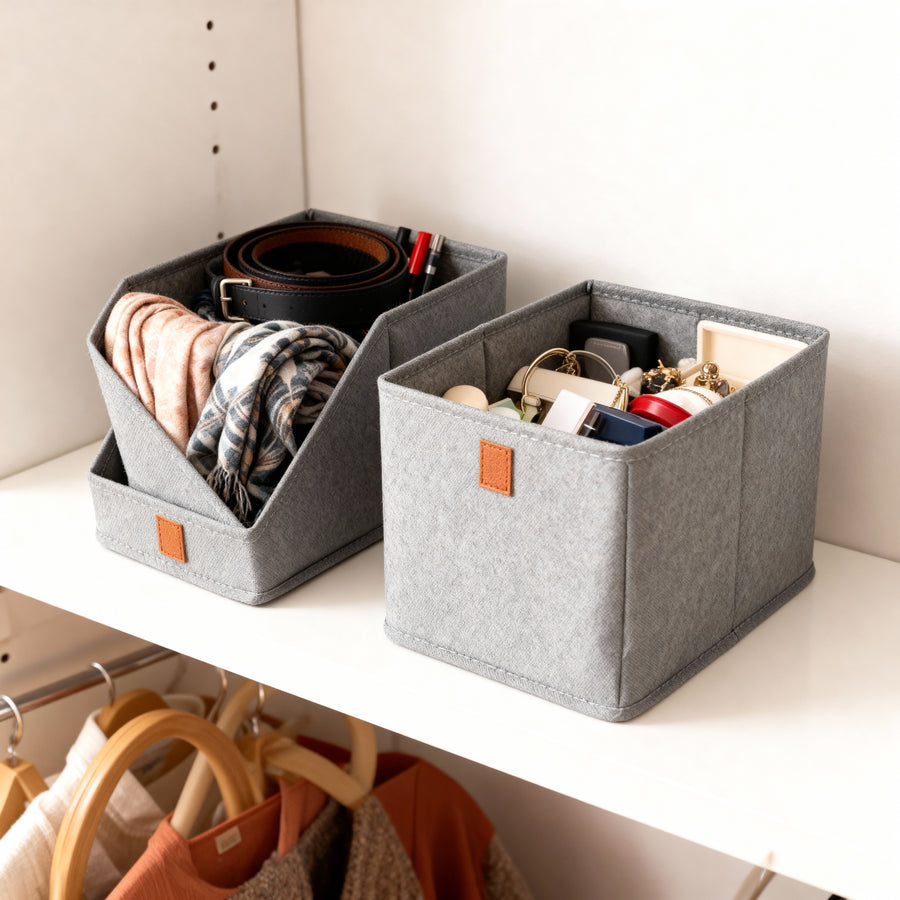 DIMJ Foldable Closet Storage Bins 4 pack(gray)