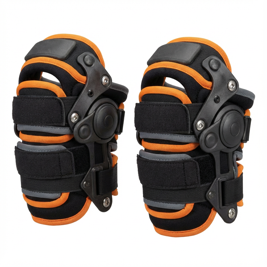 Klein Tools 60491 Hinged Knee Pads, Heavy Duty Gel Foam Protective Knee Pads with Quick-Fasten Buckle and Thigh Strap, Black