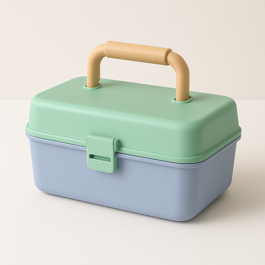 Cosmetic Organizer Box with 2 Swivel Trays, Mirror, Hard Plastic Storage Case, Travel Latch
