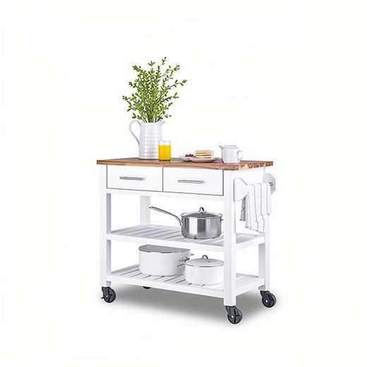 Seville Acacia Kitchen Island – Solid Wood Top, Modern Storage & Prep Station