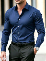 Men's Plus-Size Long-Sleeve Business Shirt