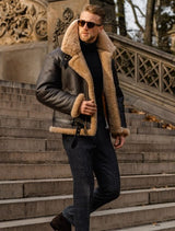 Men's Suede-Style Faux Fur Thick Jacket