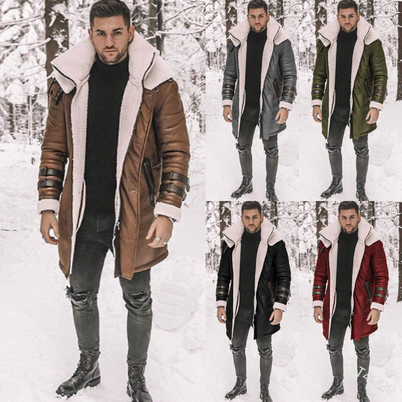 Men's Suede-Style Faux Fur Coat