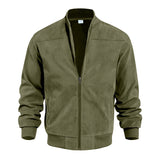 Men's Suede-Style Stand-Collar Zip Jacket
