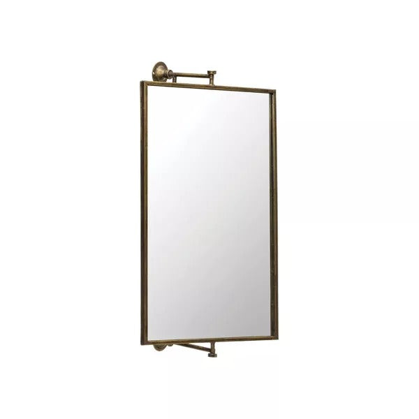 Storied Home 26.5" Metal Swivel Wall Mirror Brass - Large, Rectangular, No Assembly Required.