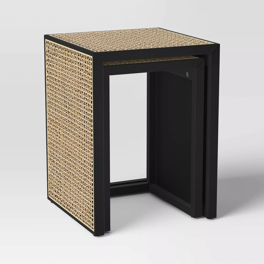 Nesting Accent Table Black/Natural (FA) – Threshold Square Wood Composite End Table, 24" Height