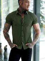 Men's Stretch Short-Sleeve Collared Shirt