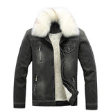 Men's Fleece-Lined Denim Jacket with Removable Collar