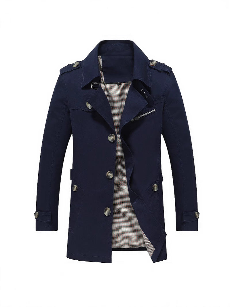 Men's Plus-Size Mid-Length Cotton Coat