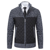 Men's Quilted Fleece-Lined Zip-Up Knit Cardigan
