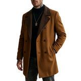 Men's Color-Block Double-Breasted Long Blazer