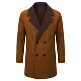 Men's Color-Block Double-Breasted Long Blazer