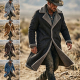 Men's Retro Suede-Style Fleece Trench Coat