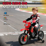 Kids 6V Electric Motorcycle with Training Wheels – Red – product image 4