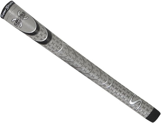 SuperStroke Cross Comfort Golf Club Grip, Gray/Black (Midsize) | Soft & Tacky Polyurethane That Boosts Traction | X-style Surface & Non-Slip | Swing Faster & Square the Clubface More Naturally