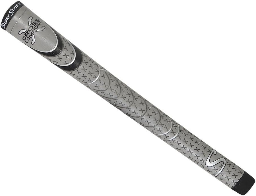 SuperStroke Cross Comfort Golf Club Grip, Gray/Black (Midsize) | Soft & Tacky Polyurethane That Boosts Traction | X-style Surface & Non-Slip | Swing Faster & Square the Clubface More Naturally