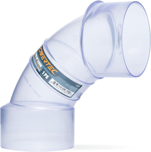 4-Inch Clear 90-Degree Dust Collection Elbow Connector – Durable Hose Fitting for Efficient Dust Extraction