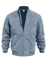 Men's Suede-Style Stand-Collar Zip Jacket