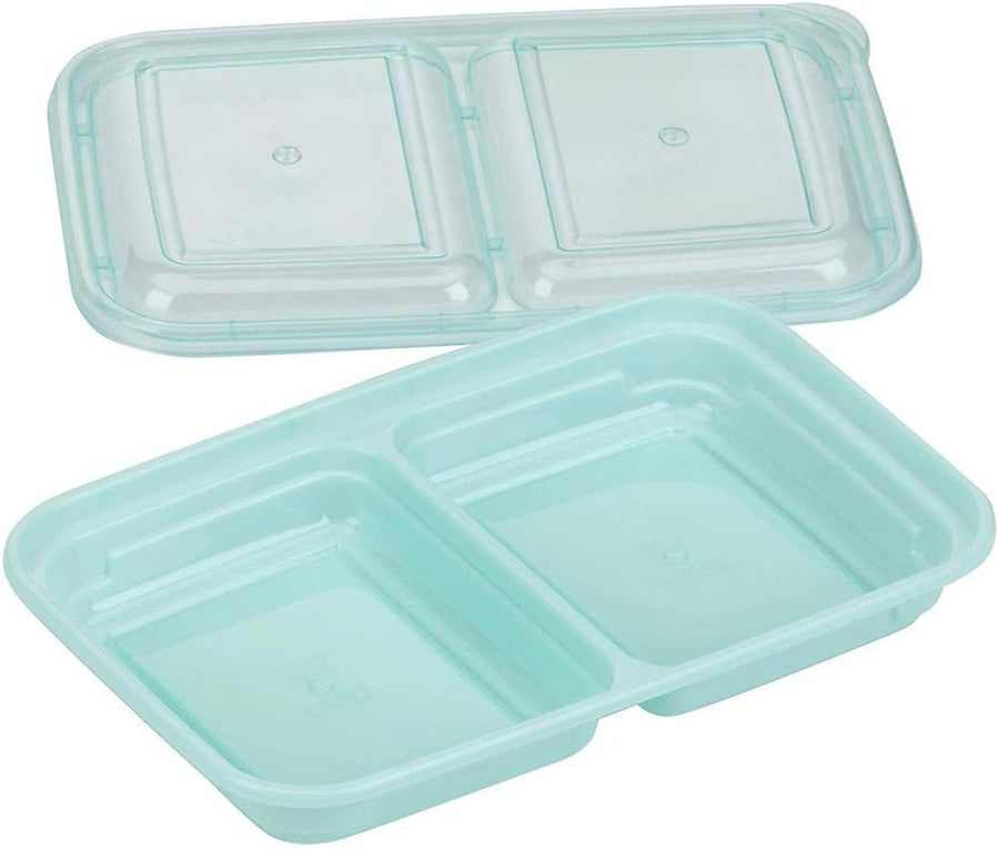 Title Generic 2-Compartment Food Storage Container Set with Snap-Shut Lids – Reusable Snack Containers, Set of 10 (Blue)