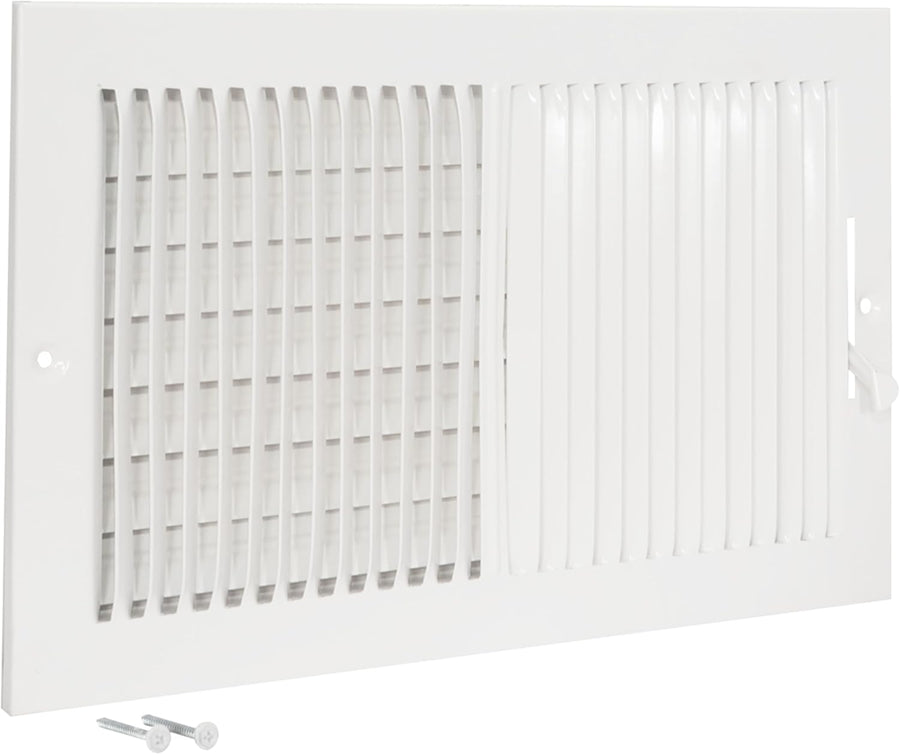 Two-Way Wall/Ceiling Air Vent Register Cover – 12" x 6" (White)