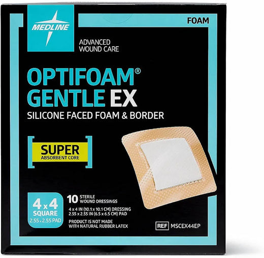 Generic Product Bordered Foam Adhesive Dressing – Gentle Absorbent Wound Care Pad, 4" x 4" (10 Count)