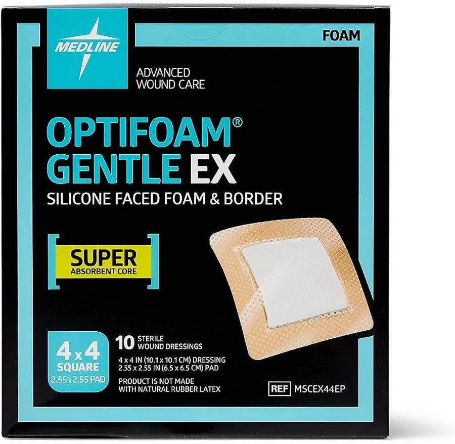 Generic Product Bordered Foam Adhesive Dressing – Gentle Absorbent Wound Care Pad, 4" x 4" (10 Count)