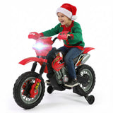 Kids 6V Electric Motorcycle with Training Wheels – Red – product image 9