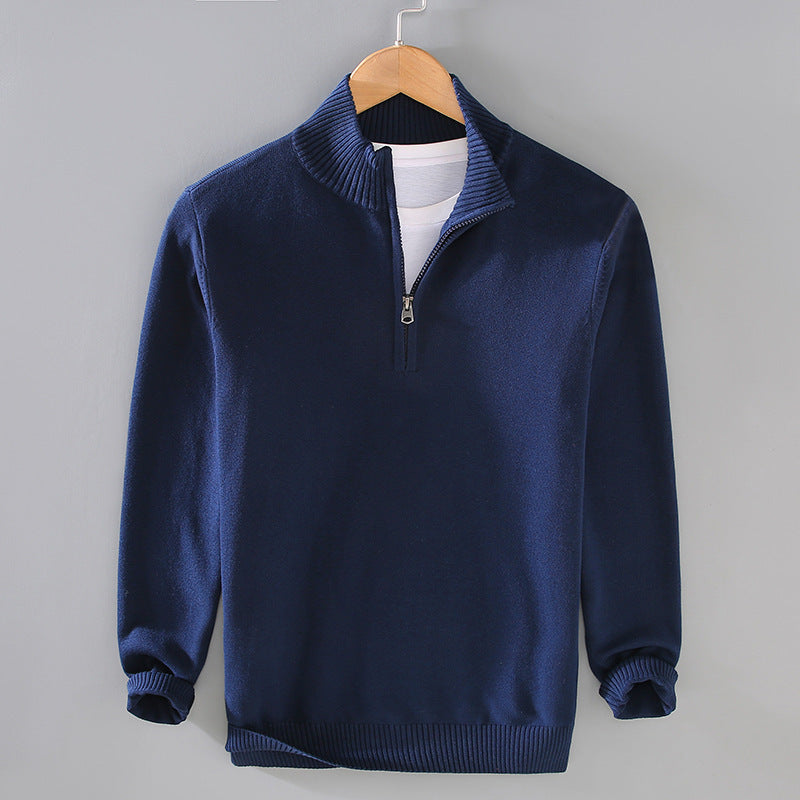 Men's Plus-Size Mock-Neck Zip-Up Sweater