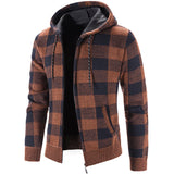 Men's Plaid Fleece-Lined Hooded Cardigan