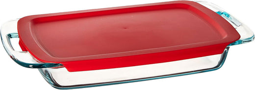 Generic 1.9L Glass Oblong Baking Dish with Secure Plastic Lid – Oven & Storage Safe