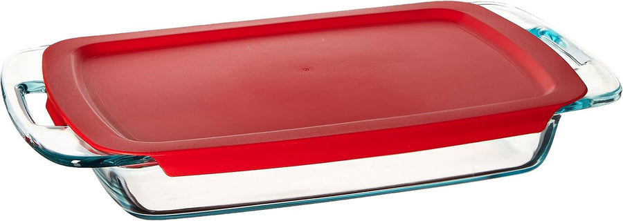 Generic 1.9L Glass Oblong Baking Dish with Secure Plastic Lid – Oven & Storage Safe