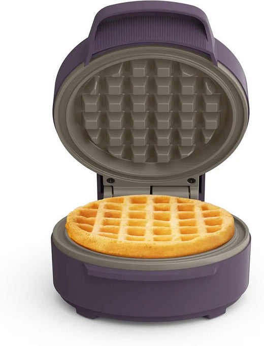 Generic Mini Waffle Maker with Ceramic Non-Stick Plates, Cord Wrap, Indicator Light, Plum