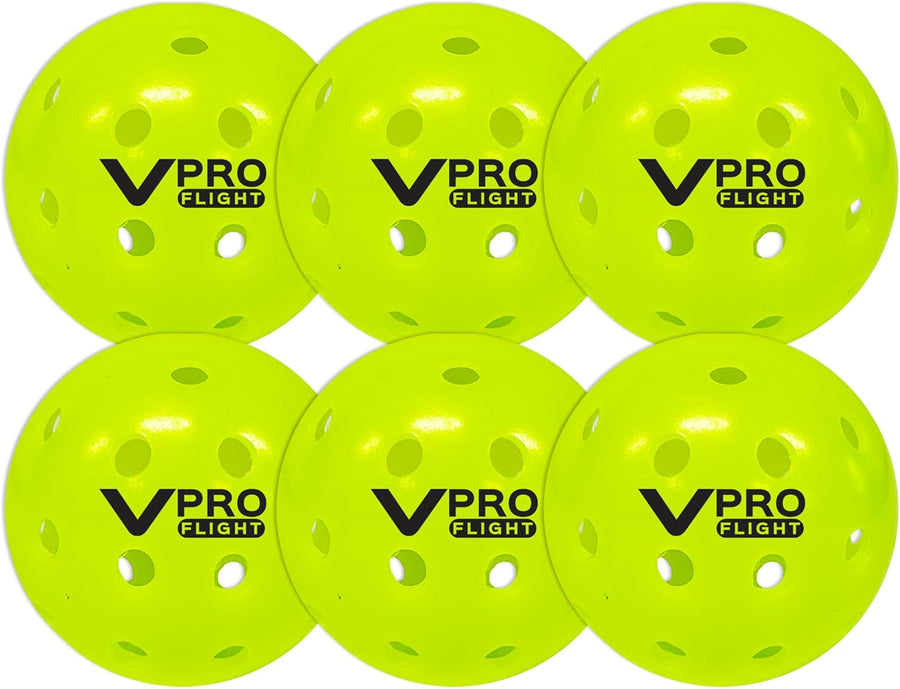 Vulcan | VPRO Flight Outdoor Pickleball | Official Ball of The PPA Tour & MLP | Hi-Vis Yellow | 6 Pack