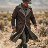 Men's Retro Suede-Style Fleece Trench Coat
