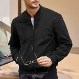 Men's Suede-Style Stand-Collar Zip Jacket
