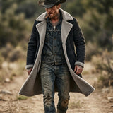 Men's Retro Suede-Style Fleece Trench Coat