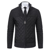 Men's Quilted Fleece-Lined Zip-Up Knit Cardigan