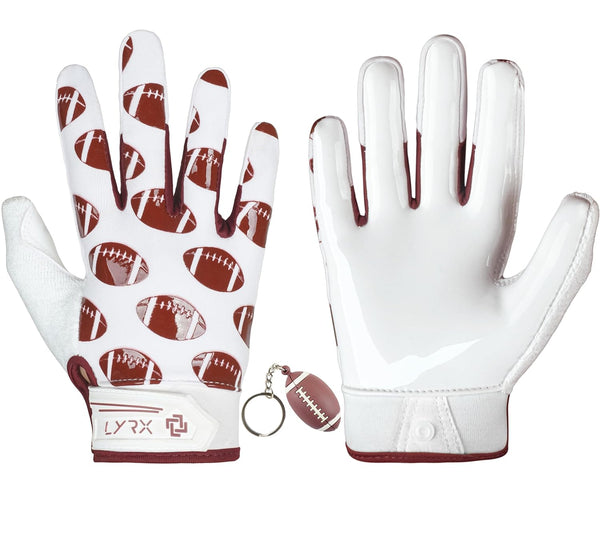 Kids Football Receiver Gloves – Sticky Grip Youth Sports Gloves for Boys & Girls, Comfortable Stretch Fit, Size L (6.5")